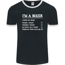 Motorbike I'm a Biker When My Wife Funny Mens Ringer T-Shirt FotL Black/White