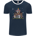 Christmas Cat Tree Funny Xmas Mens Ringer T-Shirt FotL Navy Blue/White