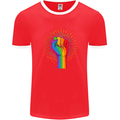 LGBT Fist Gay Pride Day Awareness Mens Ringer T-Shirt FotL Red/White