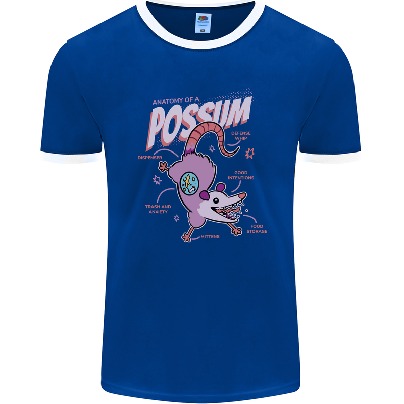 Possum Anatomy Mens Ringer T-Shirt FotL Royal Blue/White