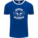 Cupid Is Stupid Funny Anti Valentines Day Mens Ringer T-Shirt FotL Royal Blue/White