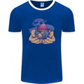 Magic Mushroom Hands Mycology Trippy Mens Ringer T-Shirt FotL Royal Blue/White