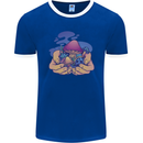 Magic Mushroom Hands Mycology Trippy Mens Ringer T-Shirt FotL Royal Blue/White