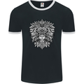 Lion Mandala Art Mens Ringer T-Shirt FotL Black/White