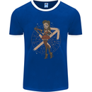 Sagittarius Steampunk Woman Zodiac Mens Ringer T-Shirt FotL Royal Blue/White