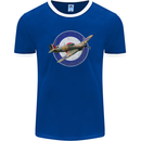 Hawker Hurricane With RAF Ensign Mens Ringer T-Shirt FotL Royal Blue/White