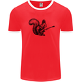 A Squirrel Playing the Guitar Mens Ringer T-Shirt Red/White