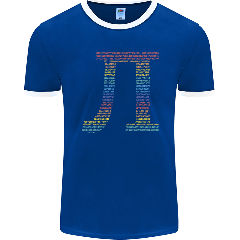 Rainbow Pie Day Maths Mathematics LGBT Mens Ringer T-Shirt FotL Royal Blue/White