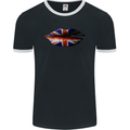 Union Jack Flag Lips the UK Great Britain Mens Ringer T-Shirt FotL Black/White