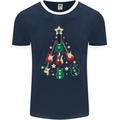 Funny Christmas Guitar Tree Rock Music Mens Ringer T-Shirt FotL Navy Blue/White