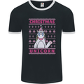 Funny Christmas Unicorn Mens Ringer T-Shirt FotL Black/White