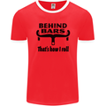 Behind Bars That's How I Roll Cycling Mens Ringer T-Shirt FotL Red/White