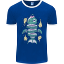 Funny Sliced Sushi Fish Fishing Fisherman Mens Ringer T-Shirt FotL Royal Blue/White
