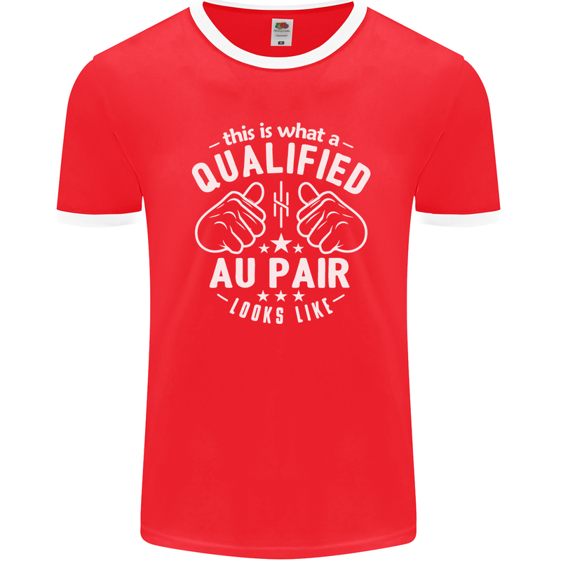 This Is What a Qualified Au Pair Looks Like Mens Ringer T-Shirt FotL Red/White