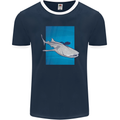 A Whale Shark and Scuba Diver Mens Ringer T-Shirt FotL Navy Blue/White