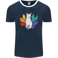 LGBT Kitsune Fox Gay Pride Mens Ringer T-Shirt FotL Navy Blue/White