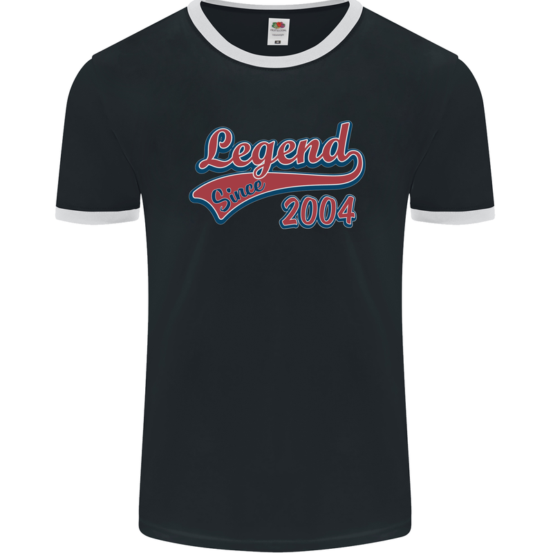 Legend Since 19th Birthday 2004 Mens Ringer T-Shirt FotL Black/White