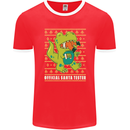 Christmas Official Santa T-Rex Dinosaur Mens Ringer T-Shirt FotL Red/White