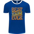 Best Teacher Ever Teaching Maths English Mens Ringer T-Shirt FotL Royal Blue/White