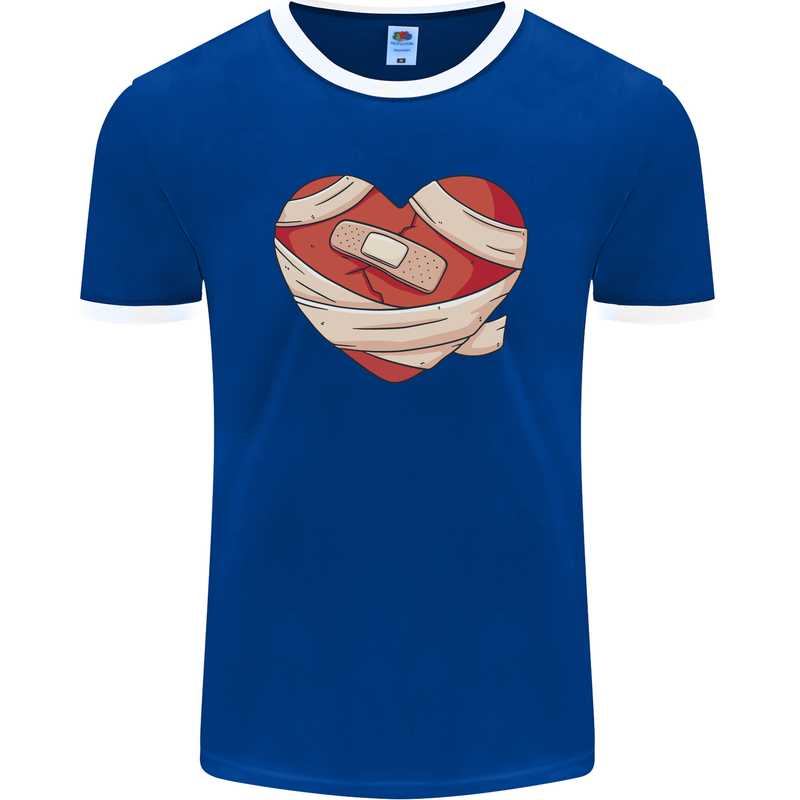 A Broken Heart Anti Valentines Day Single Mens Ringer T-Shirt FotL Royal Blue/White