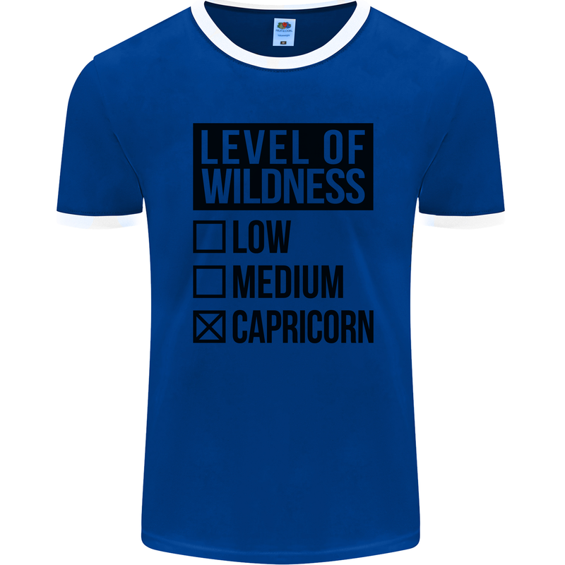 Levels of Wildness Capricorn Mens Ringer T-Shirt FotL Royal Blue/White