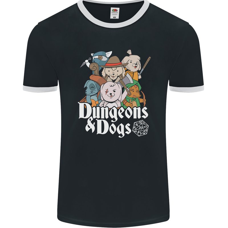 Dungeons & Dogs Role Playing Games RPG Mens Ringer T-Shirt FotL Black/White