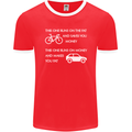 Cycling v's Cars Cyclist Environment Funny Mens Ringer T-Shirt FotL Red/White