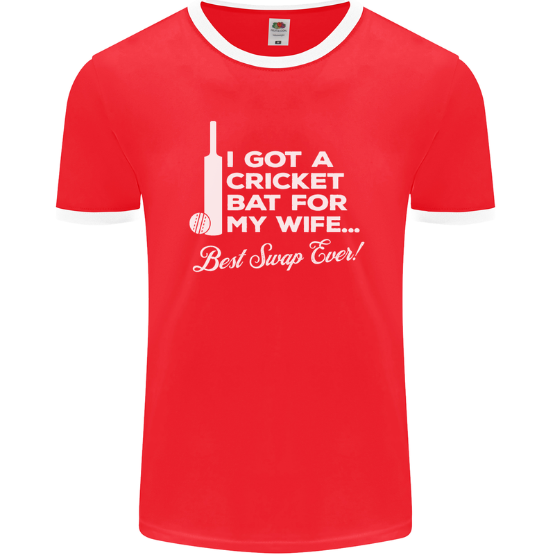 A Cricket Bat for My Wife Best Swap Ever! Mens Ringer T-Shirt FotL Red/White