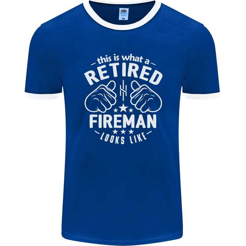 This Is What a Retired Fireman Looks Like Mens Ringer T-Shirt FotL Royal Blue/White