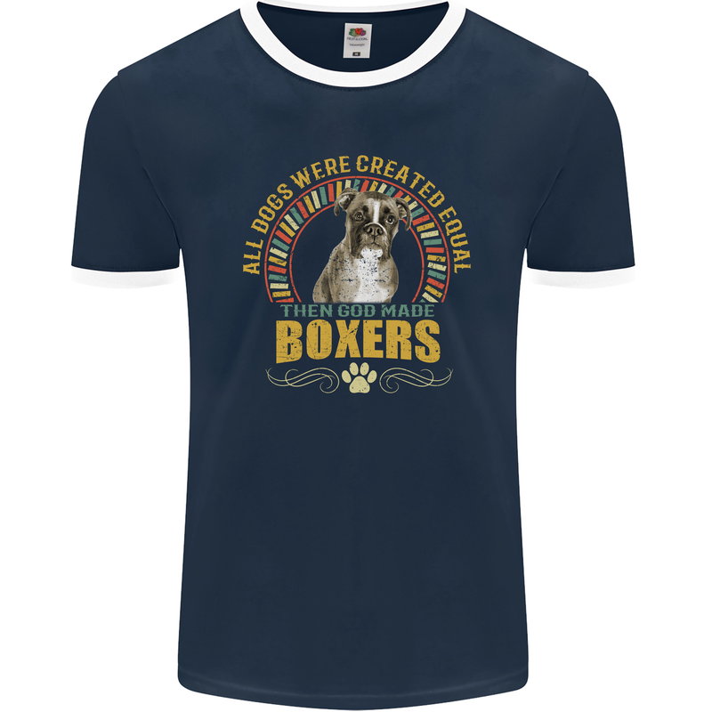 A Boxer Dog Mens Ringer T-Shirt FotL Navy Blue/White