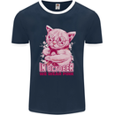 Breast Cancer Awareness October Cat Mens Ringer T-Shirt FotL Navy Blue/White