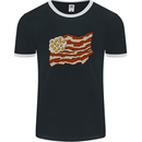 Bacon Egg Stars and Stripes Flag Funny USA Mens Ringer T-Shirt FotL Black/White