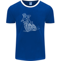 Motocross Bike Line Drawing Dirt Bike MotoX Mens Ringer T-Shirt FotL Royal Blue/White