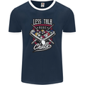 Less Talk More Chalk Funny 9-Ball Pool Mens Ringer T-Shirt FotL Navy Blue/White