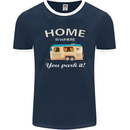 Home Is Where You Park It Caravan Funny Mens Ringer T-Shirt FotL Navy Blue/White