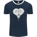 Skull Skeleton Boxing MMA Muay Thai Boxer Mens Ringer T-Shirt FotL Navy Blue/White