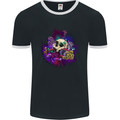 Magic Mushroom Skull LSD Hallucinogenic Mens Ringer T-Shirt FotL Black/White