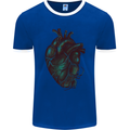 Rotten Heart Gothic Demon Satan Skull Evil Mens Ringer T-Shirt FotL Royal Blue/White