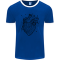 Heart Diagram Mens White Ringer T-Shirt Royal Blue/White