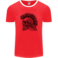 Rock n Roll Music School Skull Guitar Mens Ringer T-Shirt FotL Red/White