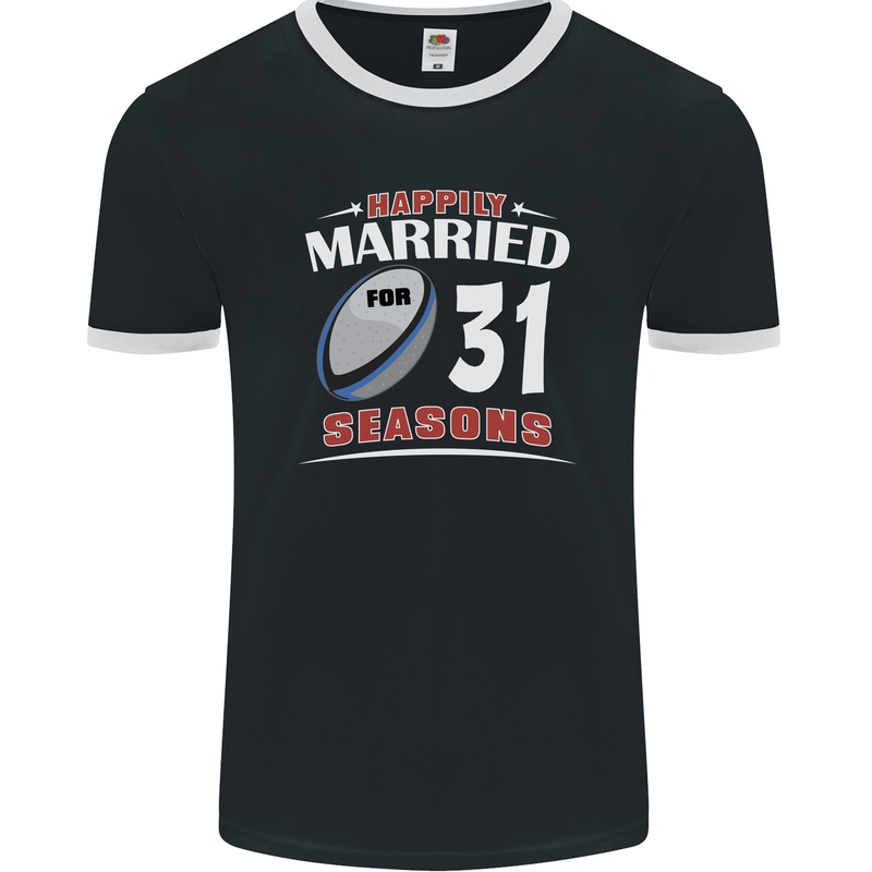 31 Year Wedding Anniversary 31st Rugby Mens Ringer T-Shirt FotL Black/White