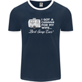 A Caravan for My Wife Funny Caravanning Mens Ringer T-Shirt FotL Navy Blue/White