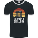 Every Days a Grill Day Funny BBQ Retirement Mens Ringer T-Shirt FotL Black/White