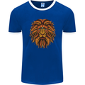 Mandala Art Lion Mens Ringer T-Shirt FotL Royal Blue/White