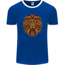 Mandala Art Lion Mens Ringer T-Shirt FotL Royal Blue/White
