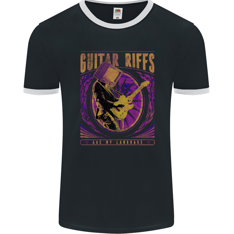 Guitar Riffs are My Language Mens Ringer T-Shirt FotL Black/White