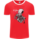 Coffee or Death Skull Mens Ringer T-Shirt FotL Red/White