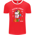 Feeling IDGAF Today Funny Offensive Unicorn Mens Ringer T-Shirt FotL Red/White