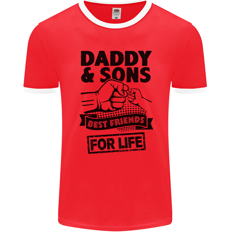 Daddy & Sons Best Friends Father's Day Mens Ringer T-Shirt FotL Red/White