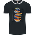 Our Orange Planet Earth One Glass Only Mens Ringer T-Shirt FotL Black/White